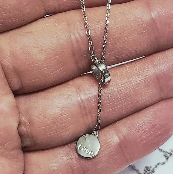 Silver LOVE ❤️ lariat screw Necklace - Picture 12 of 12